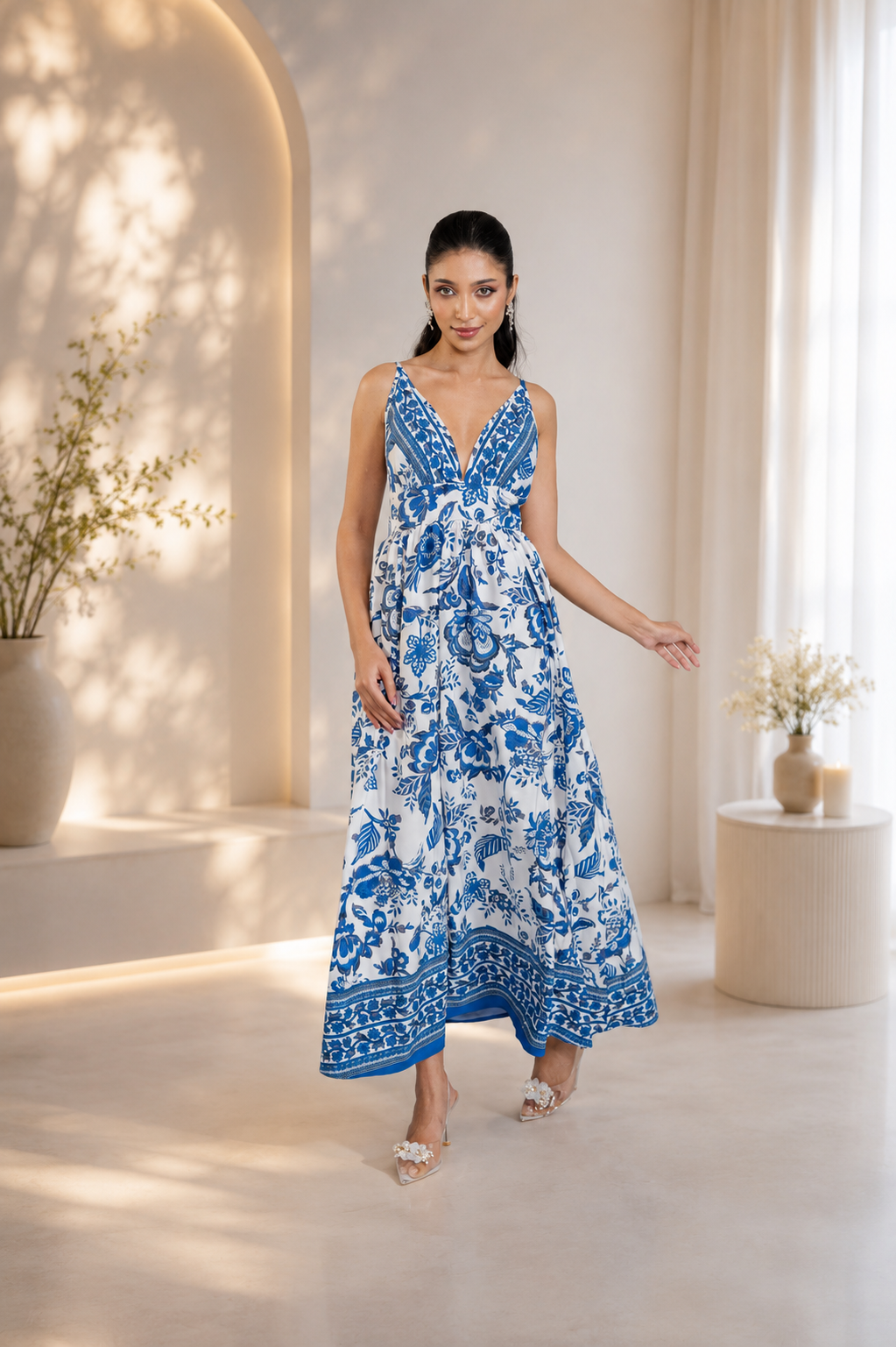 Cross-Border  Backless Long Dress Beach Vacation  Dress