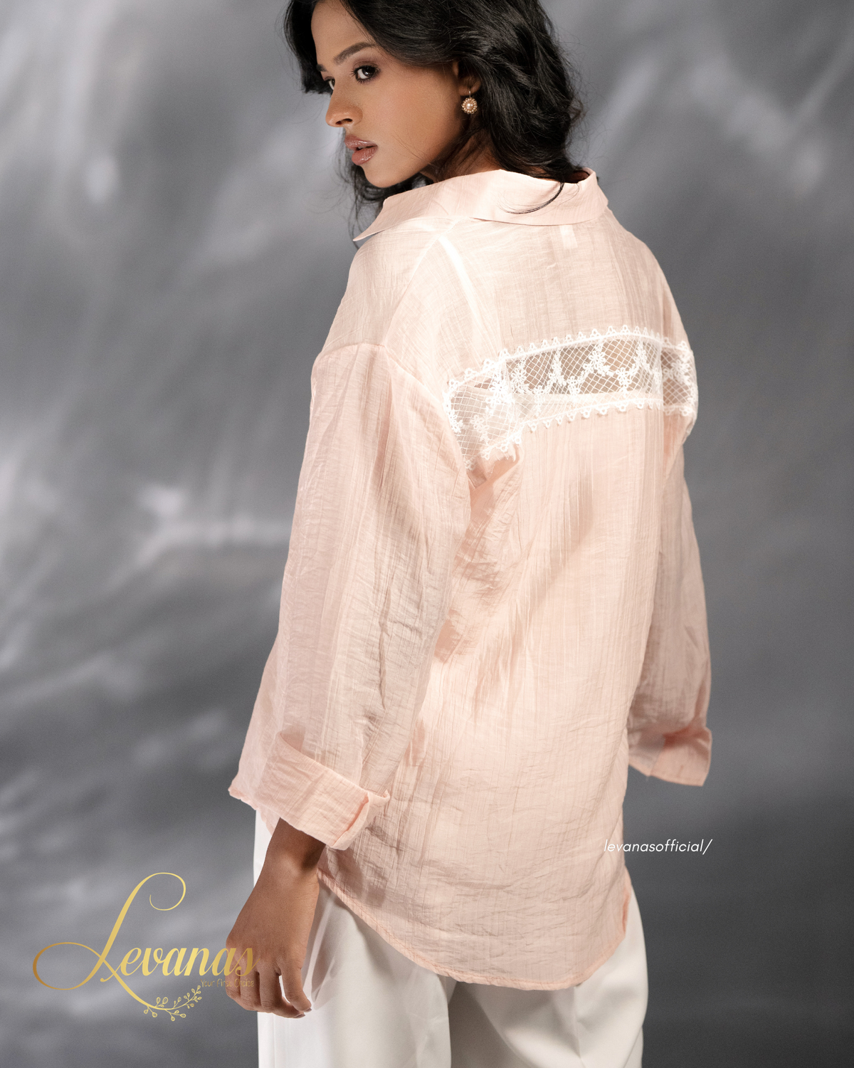 Gentle Pink Lace-Detail Shirt