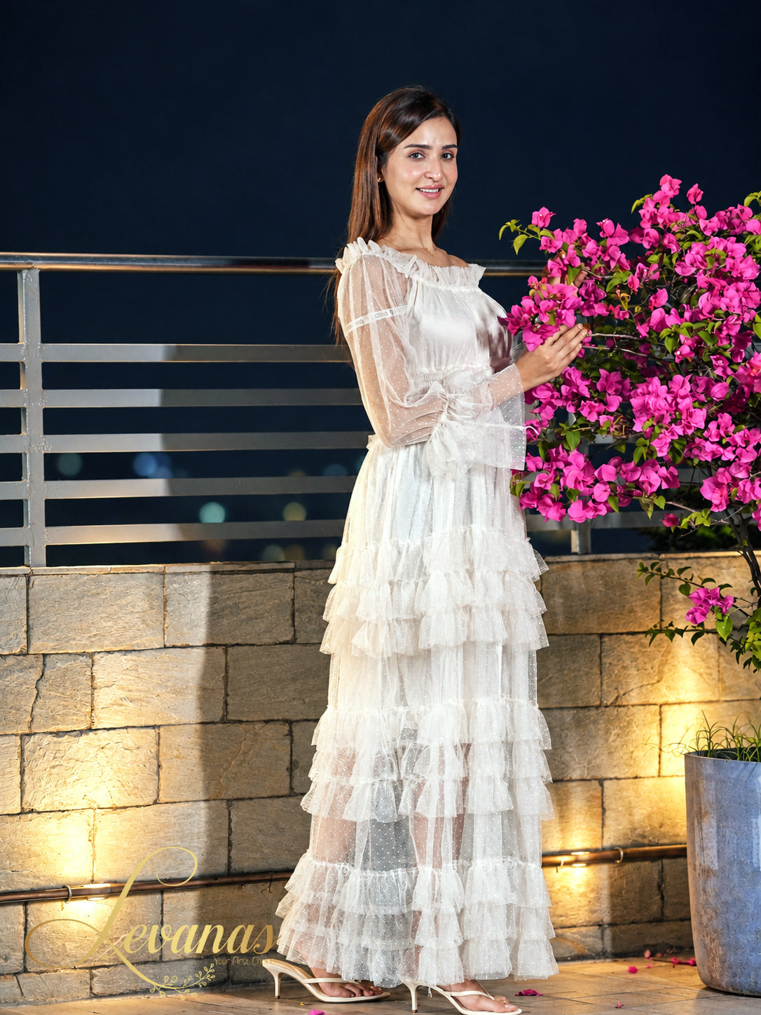 Soft romance, wrapped in white | Mesh Cake Dress for Women