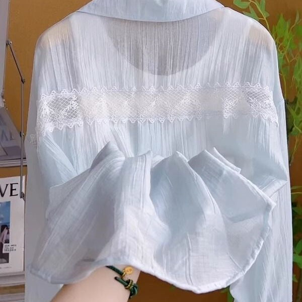 Gentle Pink Lace-Detail Shirt