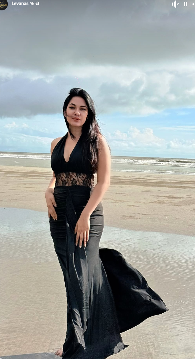 Black Lace Halter Dress  | Long Skirt